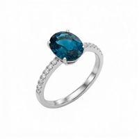 Anello Gazzola Gioielli Donna Amuleto in Oro bianco Topazio blu AN-1222-16-1-18-13-TL-OV-N-F-VS